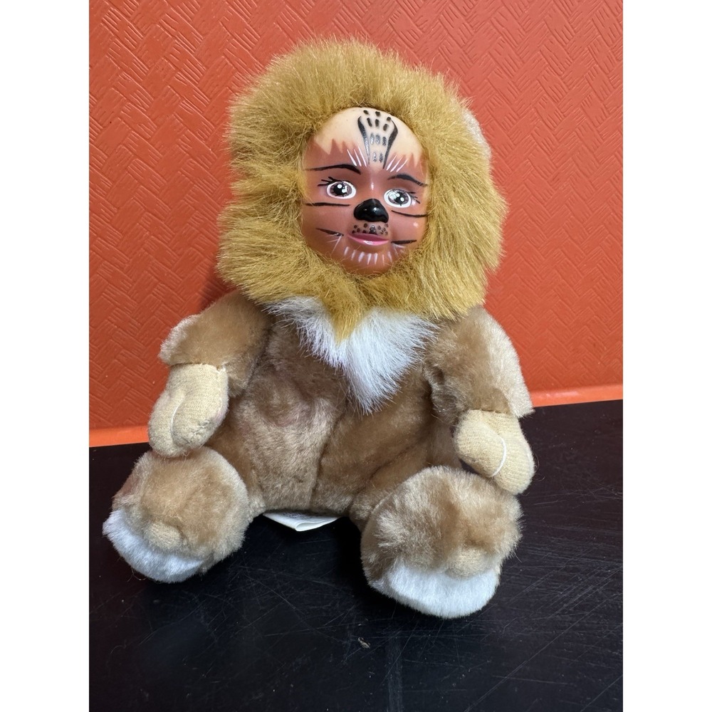 Nanco FURRY mane LION/Cat Stuffed Plush Rubber/Vinyl Face vintage Rare 7-8" EUC